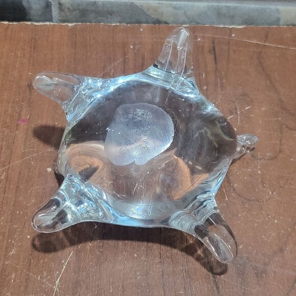 Clear Hand Blown Art Glass Sea Turtle Paperweight - Picture 3 of 10